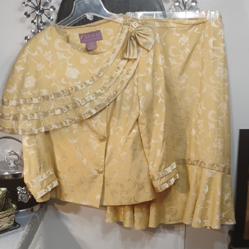 Elegant Yellow Floral Skirt Set